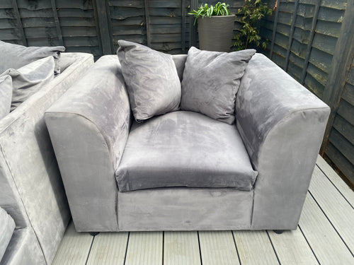 **SOLD** French Velvet Corner Sofa + Armchair Set