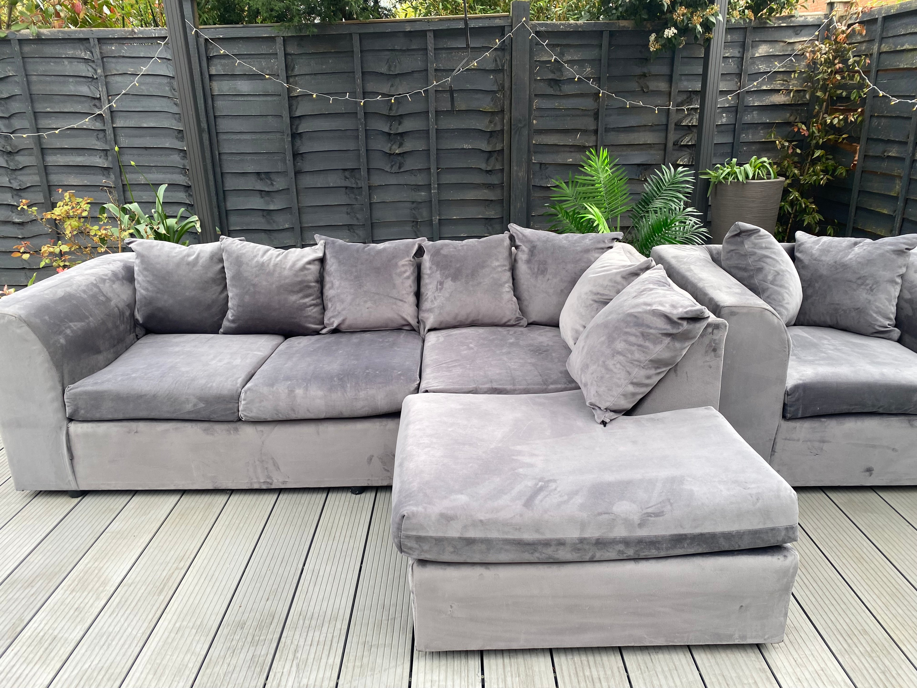 **SOLD** French Velvet Corner Sofa + Armchair Set