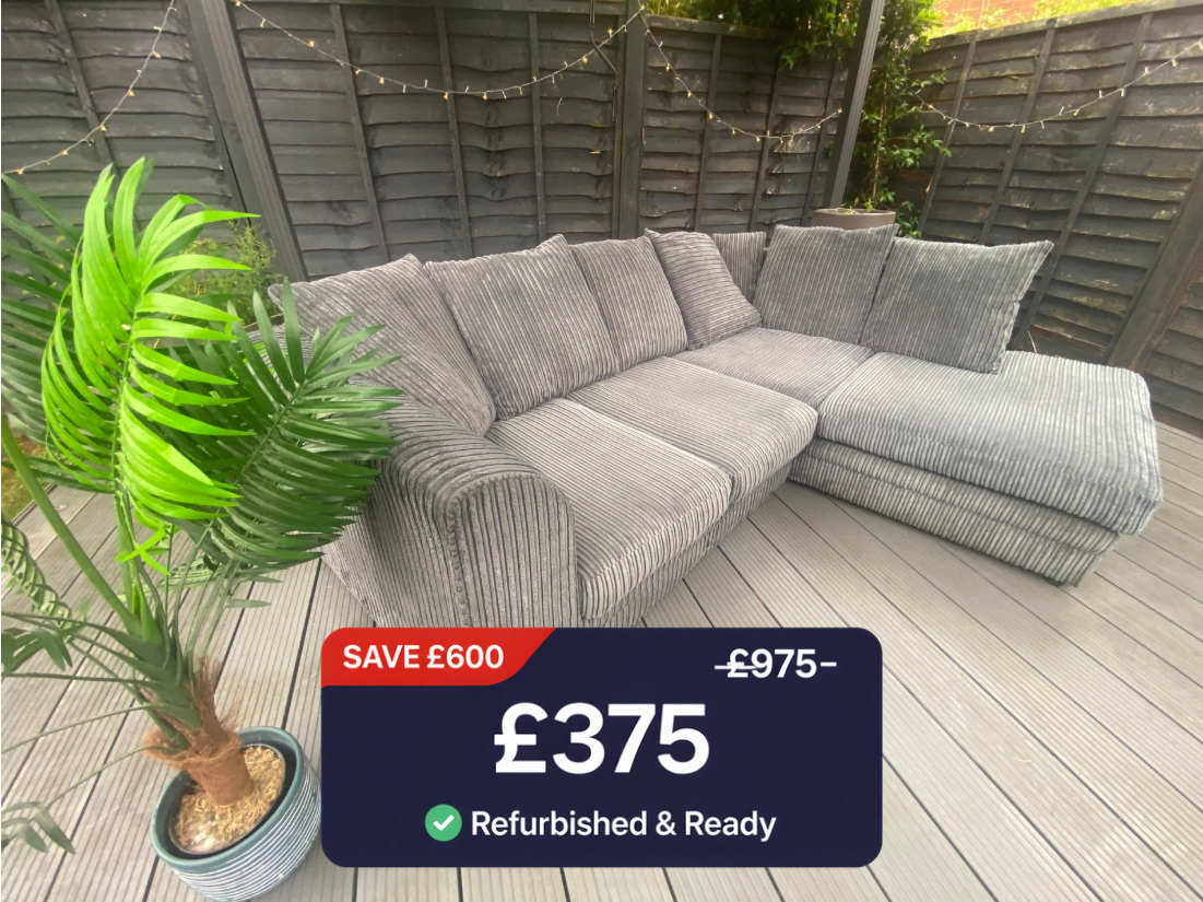 Jumbo Cord Corner Sofa - Revived & Refurbished